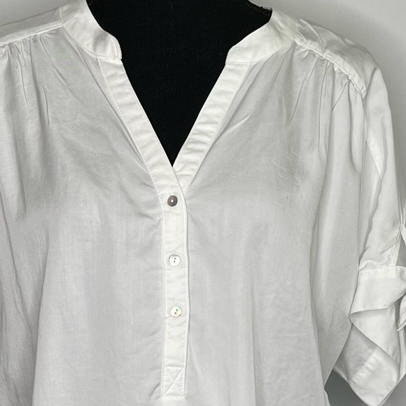 🔥 Ruby Rd White Short Sleeves w/ Ties Y Neck PXL - Picture 3 of 9